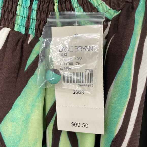 Lane Bryant Halter Fit & Flare Mini Dress Printed Green Brown Abstract NEW 26/28 - Picture 8 of 9